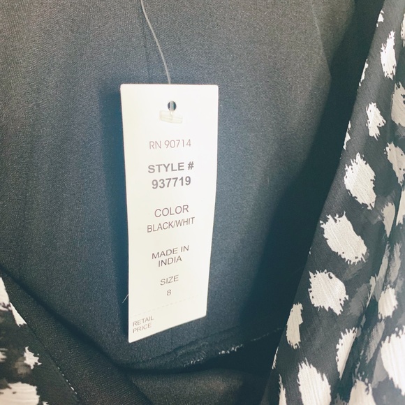 MSK | Black White Print Dress Size 8 - Picture 4 of 8
